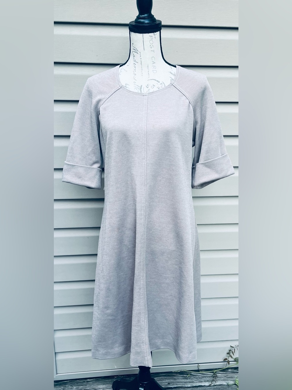 Vintage A-Line Dress with Rolled Elbow Sleeves